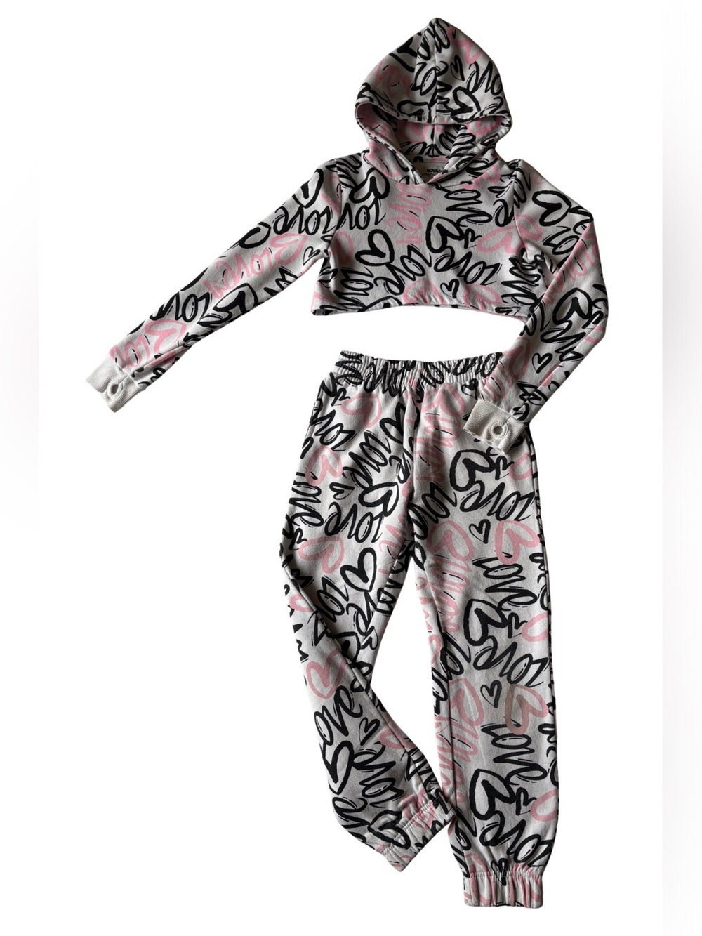 Fashion Nova Kids 2-Piece Cropped Hoodie Jogger Set Girls 10/12 - Picture 1 of 6